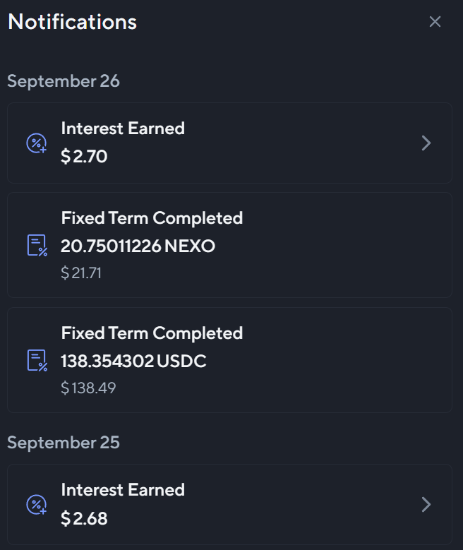 Nexo daily earning